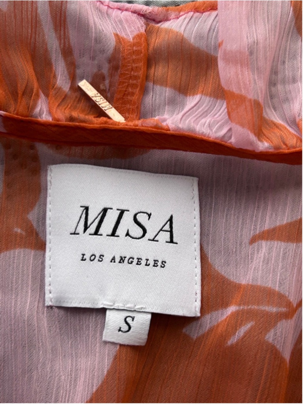 MISA Los Angeles Kidada Atlas Floral Desert Rose Ruffle Midi Dress S - Picture 10 of 13